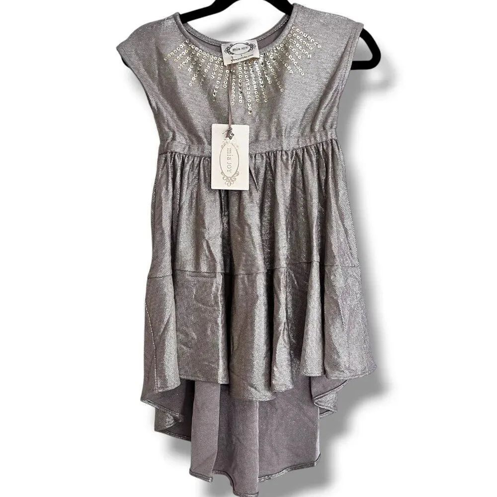 NWT! Joyfolie Rose Gold Metallic Sequins Hi Lo Divinia Dress Size 2